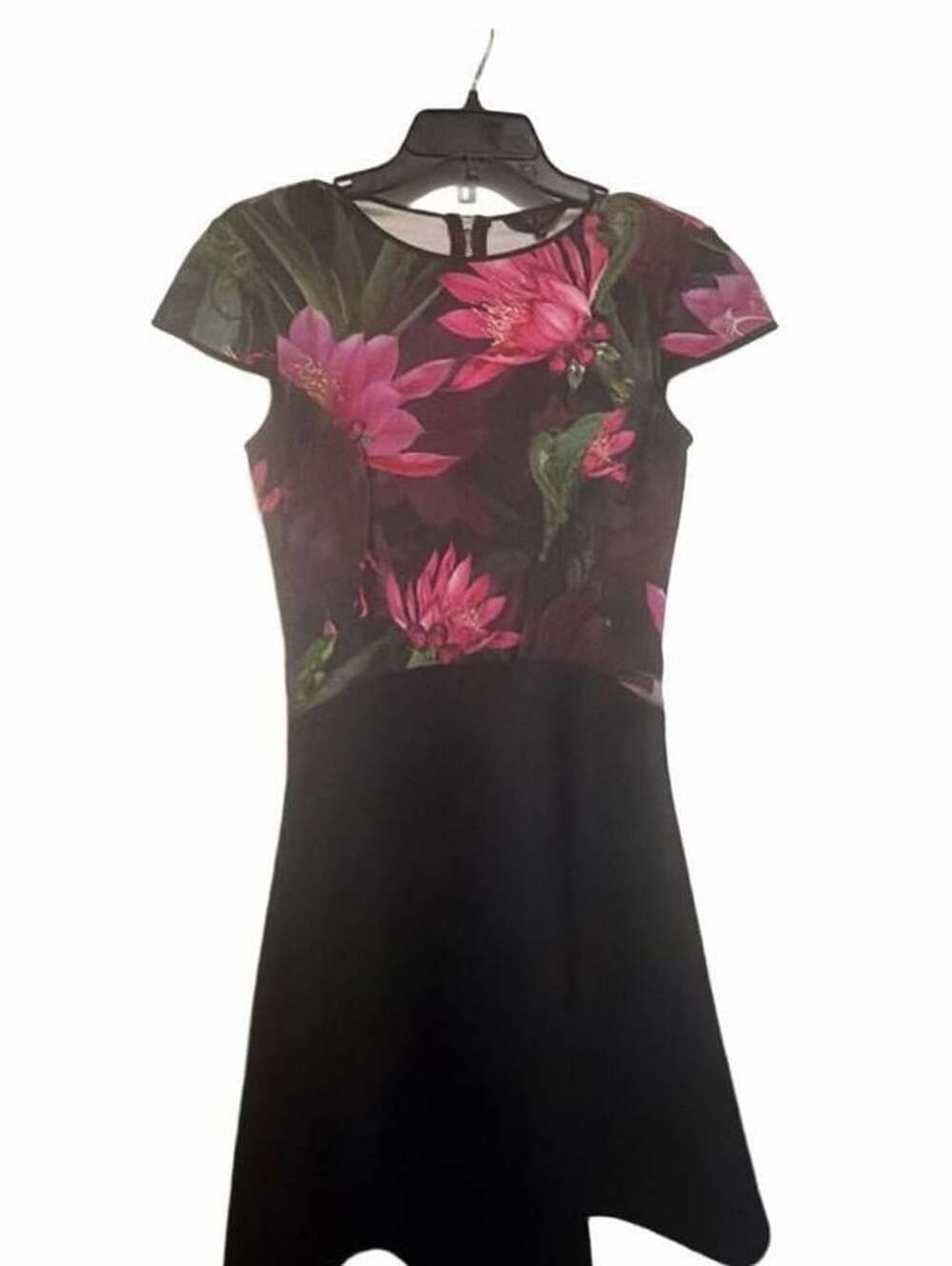 Ted Baker Carllie Floral Skater Dress Size 1 Pink Purple Green